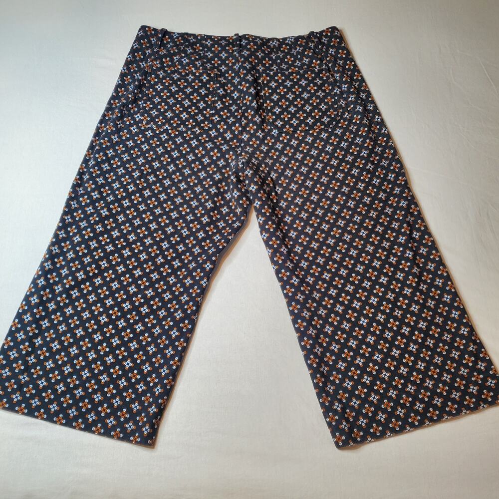 Maeve Wide Leg Pants in black with Orange & Light Blue Floral Print - Picture 3 of 9